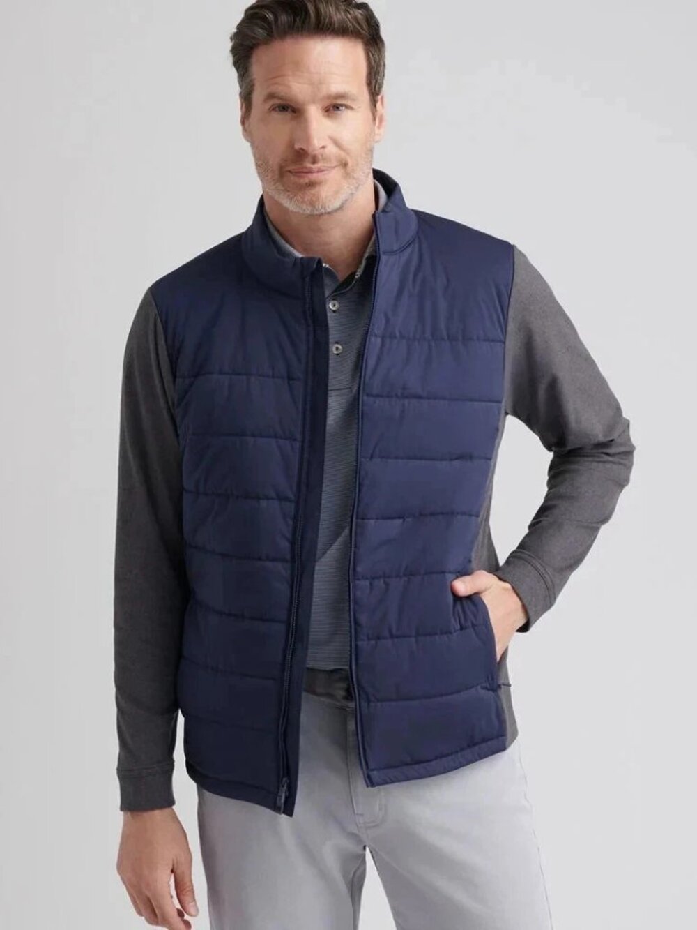 NWT Peter Millar Merge Hybrid Fleece Golf Jacket: Navy (XL) - Picture 2 of 11